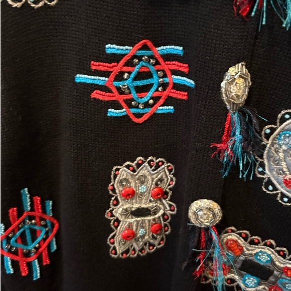 Black with Red and Blue Embroidery - Picture 3 of 3